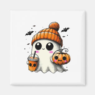Ghost Drinking Coffee Funny Halloween Costume Coff Magnet