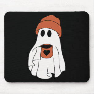 Ghost Drinking Coffee Funny Halloween Costume Coff Mouse Pad