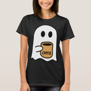 Ghost Drinking Coffee Funny Halloween Costume Coff T-Shirt