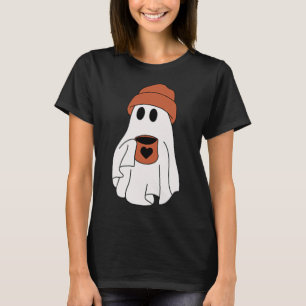 Ghost Drinking Coffee Funny Halloween Costume Coff T-Shirt