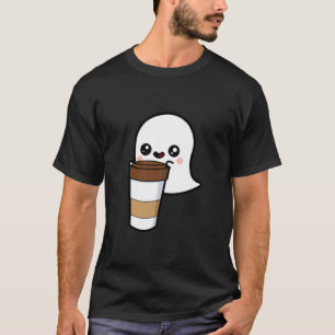 Ghost Drinking Coffee Funny Halloween Costume Coff T-Shirt