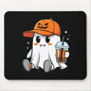 Ghost Drinking Coffee Funny Halloween Costume Mouse Pad
