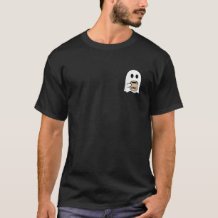 Ghost Drinking Coffee Funny Halloween Costume T-Shirt