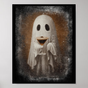 Ghost Drinking Espresso Martini Halloween Spooky A Poster