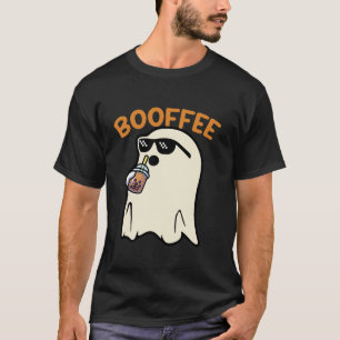Ghost Drinking Ice Coffee Funny Booffee Halloween T-Shirt