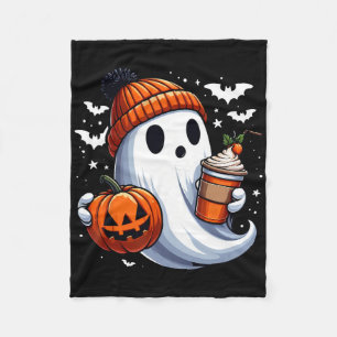 Ghost Drinking Pumpkin Spice Men Women Kids Hallow Fleece Blanket