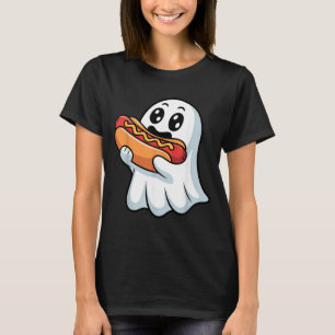 Ghost Eating Hot Dog Funny Halloween Hot Dog Lover T-Shirt