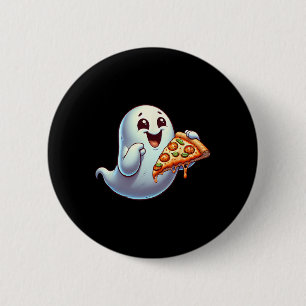 Ghost Eating Pizza Halloween Men Women Kids 6 Cm Round Badge
