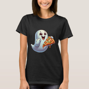Ghost Eating Pizza Halloween Men Women Kids T-Shirt