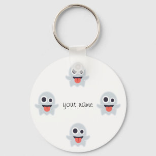 Ghost Emoji  and '' Your Name Here " Key Ring