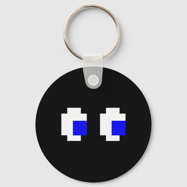 Ghost Eyes Pixel Arcade Video Game 8-bit Matching  Key Ring (Front)