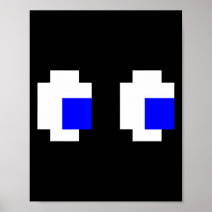 Ghost Eyes Pixel Arcade Video Game 8-bit Matching  Poster