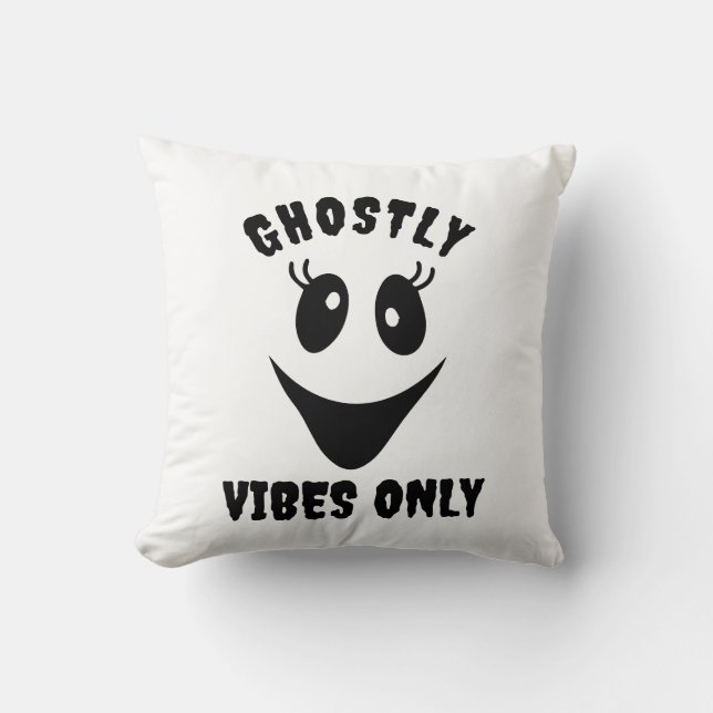 Ghost Face Ghostly Vibes Only Custom Halloween Cushion (Front)