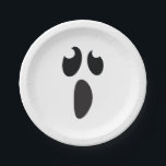 Ghost Face Halloween Party Trick or Treat Paper Plate<br><div class="desc">Customise with any text for any event. Matching items available.</div>