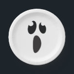 Ghost Face Halloween Party Trick or Treat Paper Plate<br><div class="desc">Customise with any text for any event. Matching items available.</div>