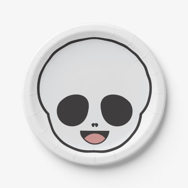 Ghost Face Skeleton Chibi Pastel Goth Halloween Paper Plate (Front)