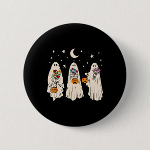 Ghost Floral Groovy Vintage Retro Halloween Costum 6 Cm Round Badge