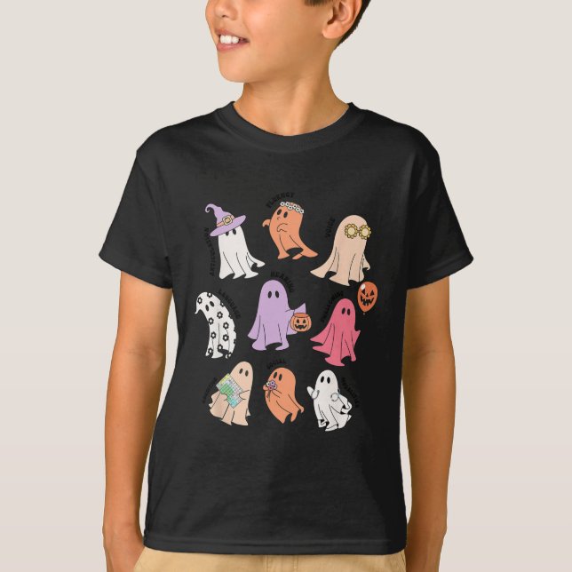 Ghost Friends Halloween AAC SLP Squad Speech Langu T-Shirt (Front)