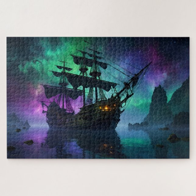 Ghost Galleon Beneath the Haunted Stars Jigsaw Puzzle (Horizontal)