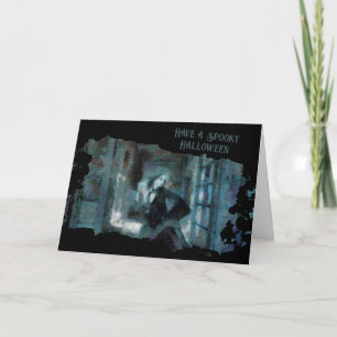 Ghost Girl in Blue – Haunting Surreal Art Card