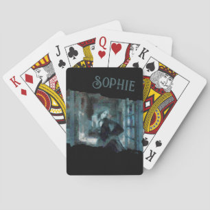 Ghost Girl in Blue – Haunting Surreal Art Playing Cards