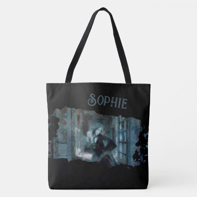 Ghost Girl in Blue – Haunting Surreal Art Tote Bag (Front)