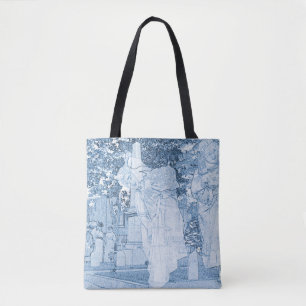 Ghost Girls Escaping Cemetery vintage Art Death Tote Bag