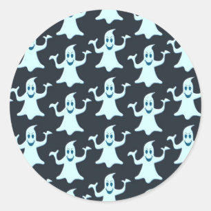Ghost Glowing Dark Pattern Design Classic Round Sticker