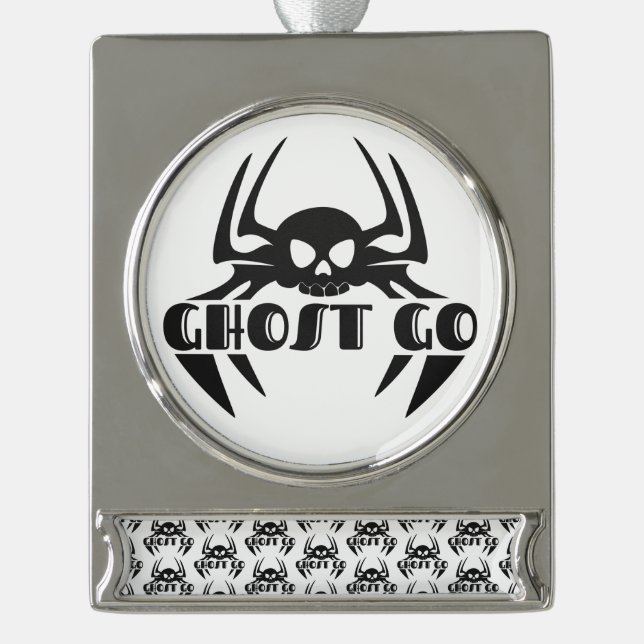 Ghost Go Spooky Season Silver Plated Banner Ornament (Front)