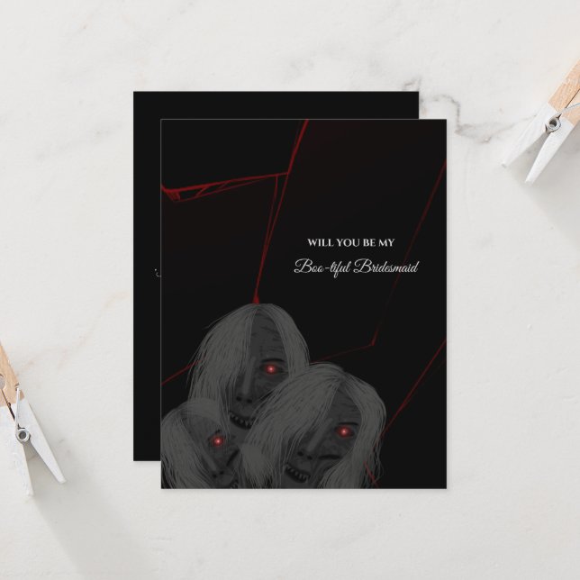 Ghost Gothic Bridesmaid or Groomsmen Proposal card (Front/Back In Situ)