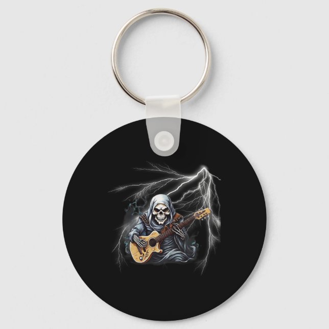 Ghost Guitar Cool Guitar Player Skeleton Hands Gui Key Ring (Front)
