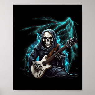 Ghost Guitar Cool Guitar Player Skeleton Hands Gui Poster