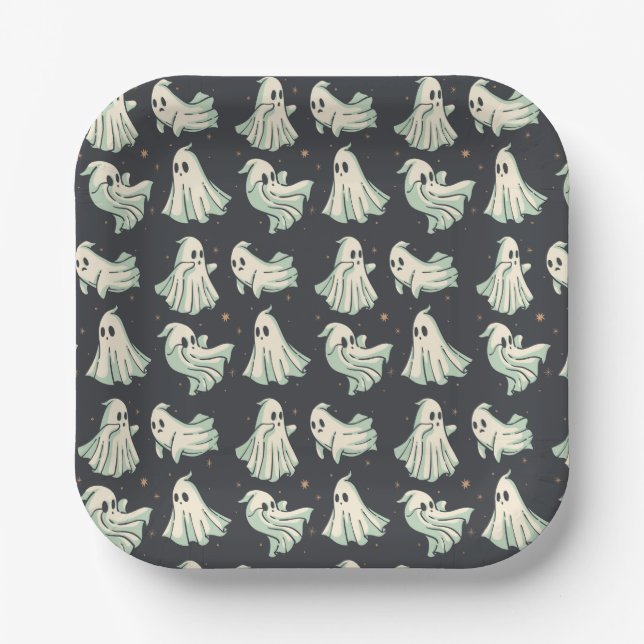 Ghost Halloween Baby Shower Paper Plate (Front)