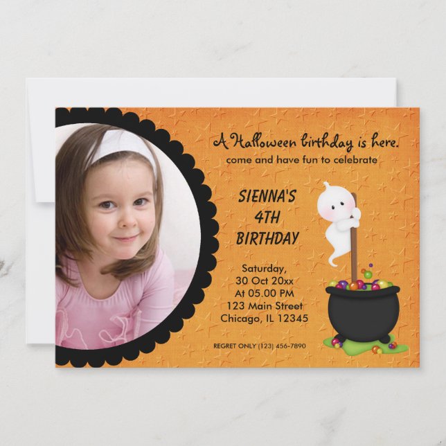 Ghost Halloween Birthday Invitation (Front)