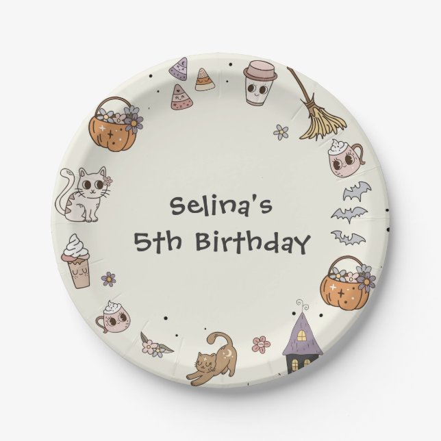 Ghost Halloween Birthday Party Paper Plates  (Front)