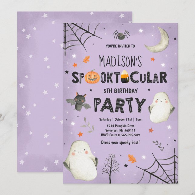 Ghost Halloween Birthday Party Spooktacular Party Invitation (Front/Back)