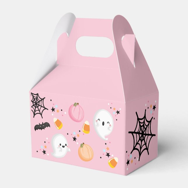 Ghost Halloween Birthday Pink Spooktacular Party Favour Box (Front Side)