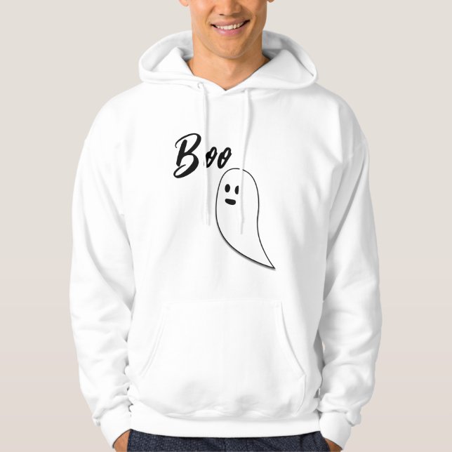 Ghost Halloween black white boo Hoodie (Front)