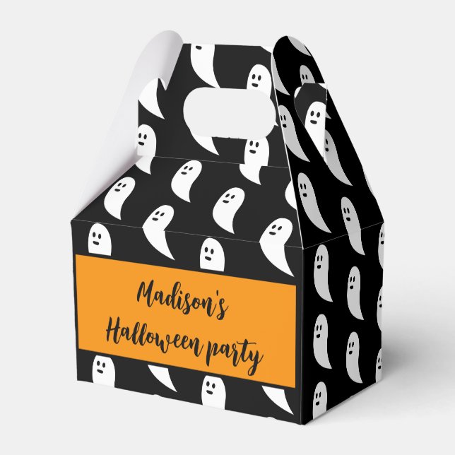 Ghost Halloween black white cute pattern Favour Box (Back Side)