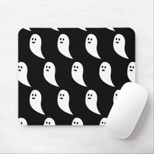 Ghost Halloween black white cute pattern Mouse Pad