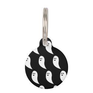 Ghost Halloween black white cute pattern Pet Tag