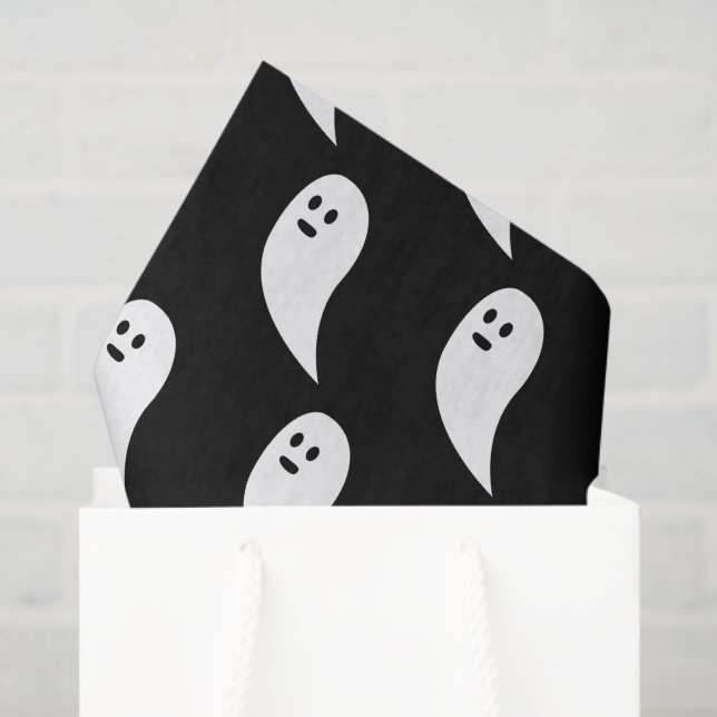 Ghost Halloween black white cute pattern Tissue Paper (Gift Bag)