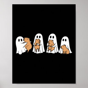 Ghost Halloween Capybara Lovers Spooky Season Fall Poster
