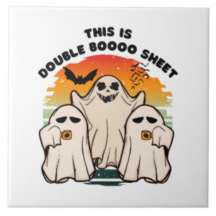 Ghost Halloween Costume Funny Boo Ceramic Tile
