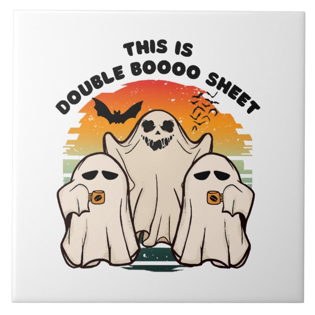 Ghost Halloween Costume Funny Boo Ceramic Tile (Front)