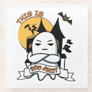 Ghost Halloween Costume Funny Boo Glass Coaster
