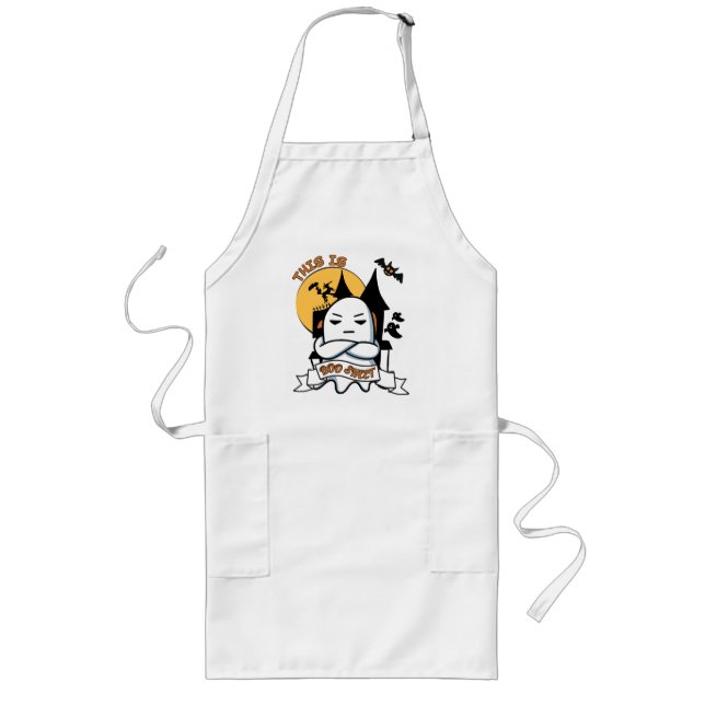 Ghost Halloween Costume Funny Boo Long Apron (Front)