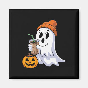 Ghost Halloween Drinking Coffee Ghost Ice Coffee P Magnet