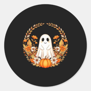 Ghost halloween floral classic round sticker