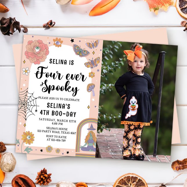 Ghost Halloween Four Ever Spooky 4th Birthday Invitation (Creator Uploaded)